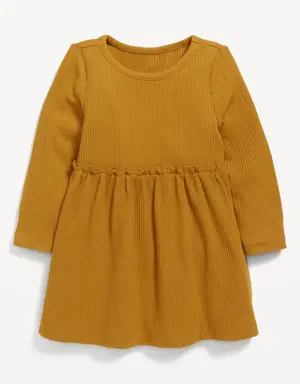 Rib-Knit Long-Sleeve Jersey Dress for Baby yellow