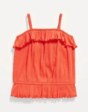 Ruffled Rib-Knit Peplum-Hem Cami for Toddler Girls red
