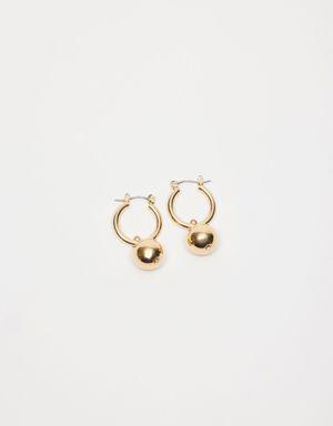 Single Drop Sphere Hoop Earrings