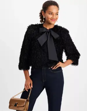 Faux Feather Bow Jacket