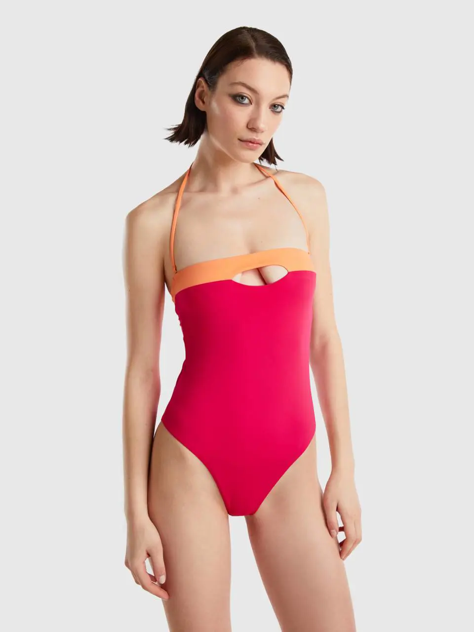 Benetton one-piece swimsuit in econyl® with porthole. 1