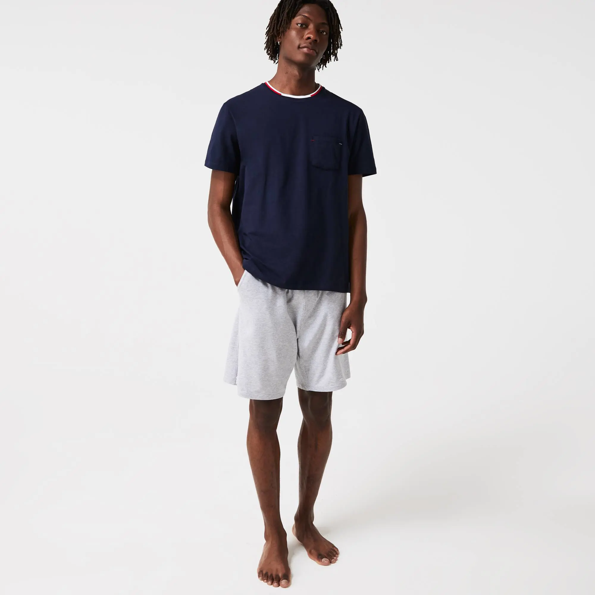 Lacoste Short-Sleeve Pyjama T-Shirt With Three-Tone Round Neck. 1