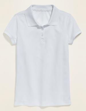 School Uniform Moisture-Wicking Polo Shirt for Girls white