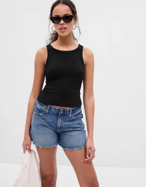 Gap Mini Rib Cropped Halter Tank Top black