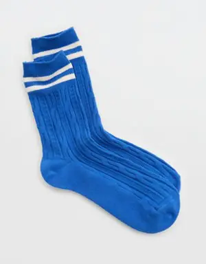 Cable Stripe Crew Socks