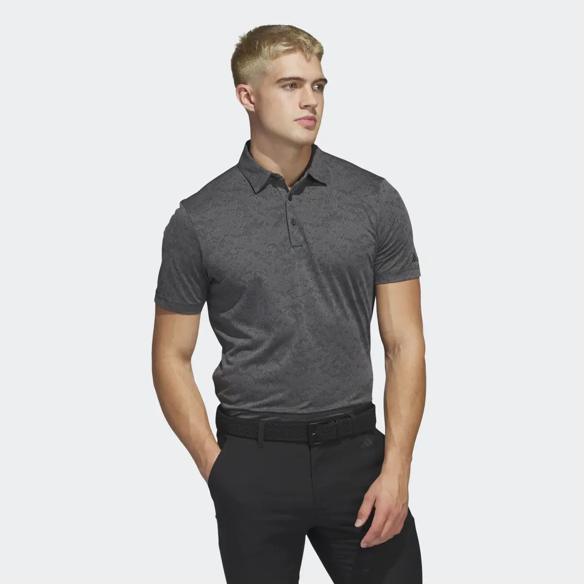 Adidas Textured Jacquard Golf Polo Shirt. 2