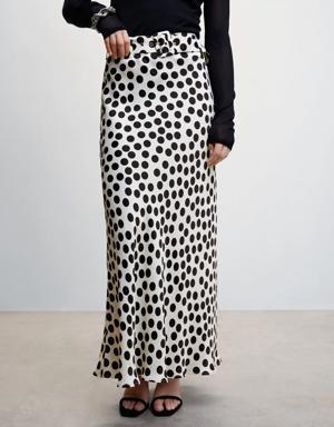 Printed skirt with polka-dot belt