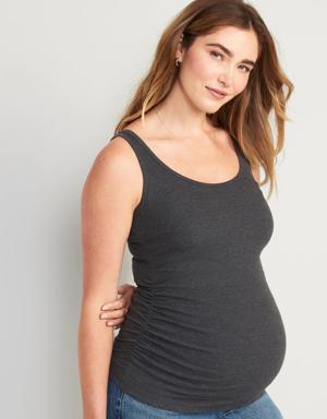 Old Navy Maternity First-Layer Rib-Knit Side-Shirred Tank Top gray