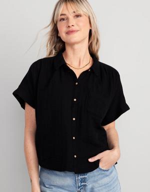 Old Navy V-Neck Dolman-Sleeve Blouse for Women black