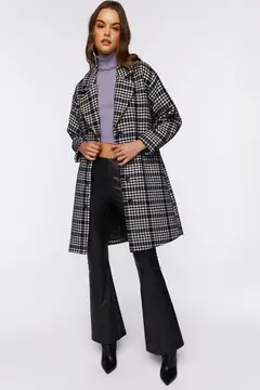 Forever 21 Forever 21 Houndstooth Button Front Coat Black/White. 2