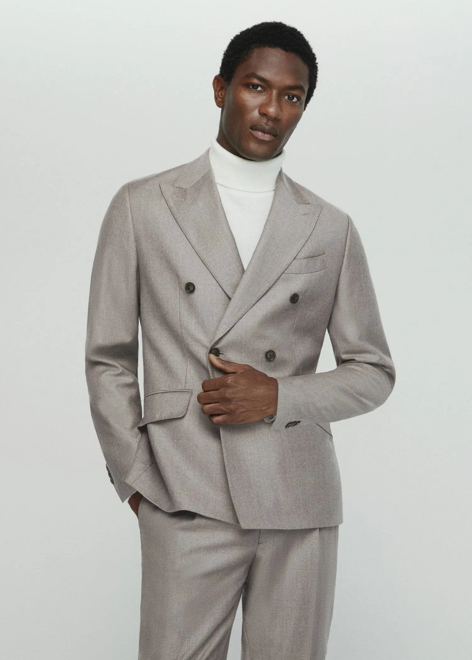 Mango Virgin wool double-breasted suit blazer. 2