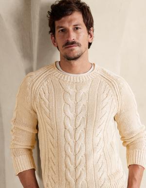 Ezra Chunky Linen-Cotton Sweater beige