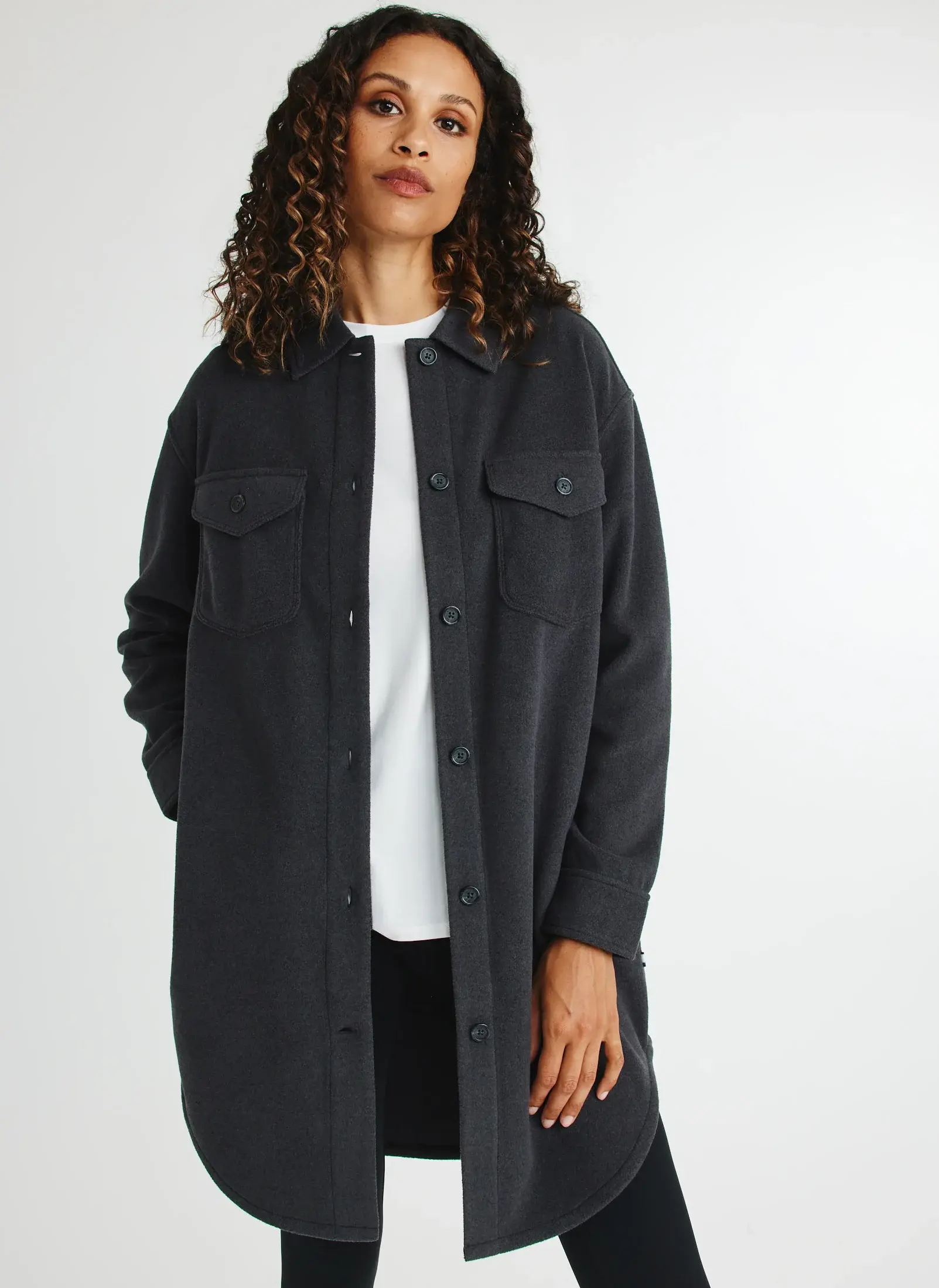 Kit And Ace Hygge Fleece Long Shirt Jacket. 1