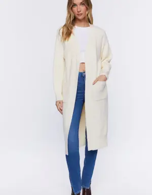 Forever 21 Open Front Longline Cardigan Sweater Cream