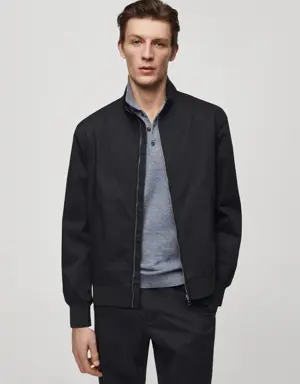 Stretch cotton jacket with zip
