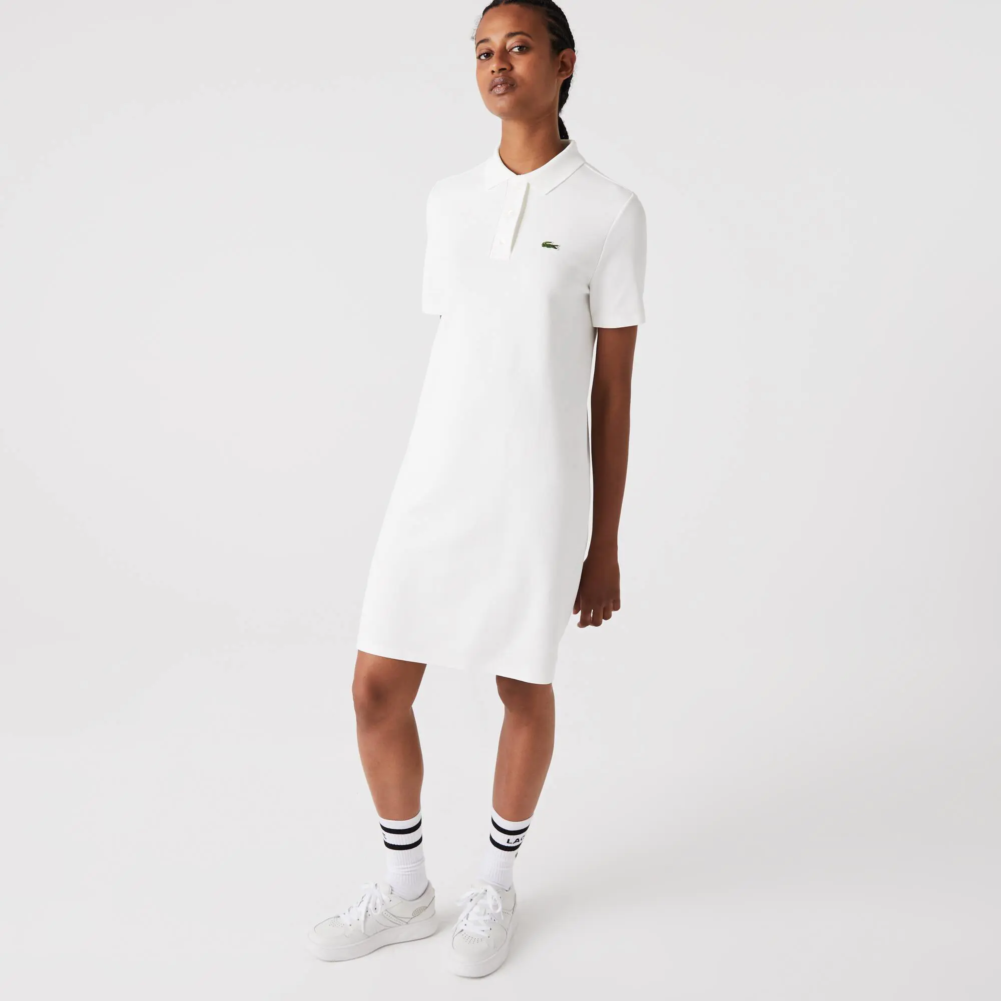 Lacoste Women’s Trumpet Sleeve Piqué Polo Dress. 1