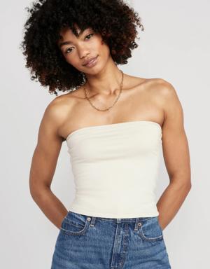 Cropped Tube Top for Women beige