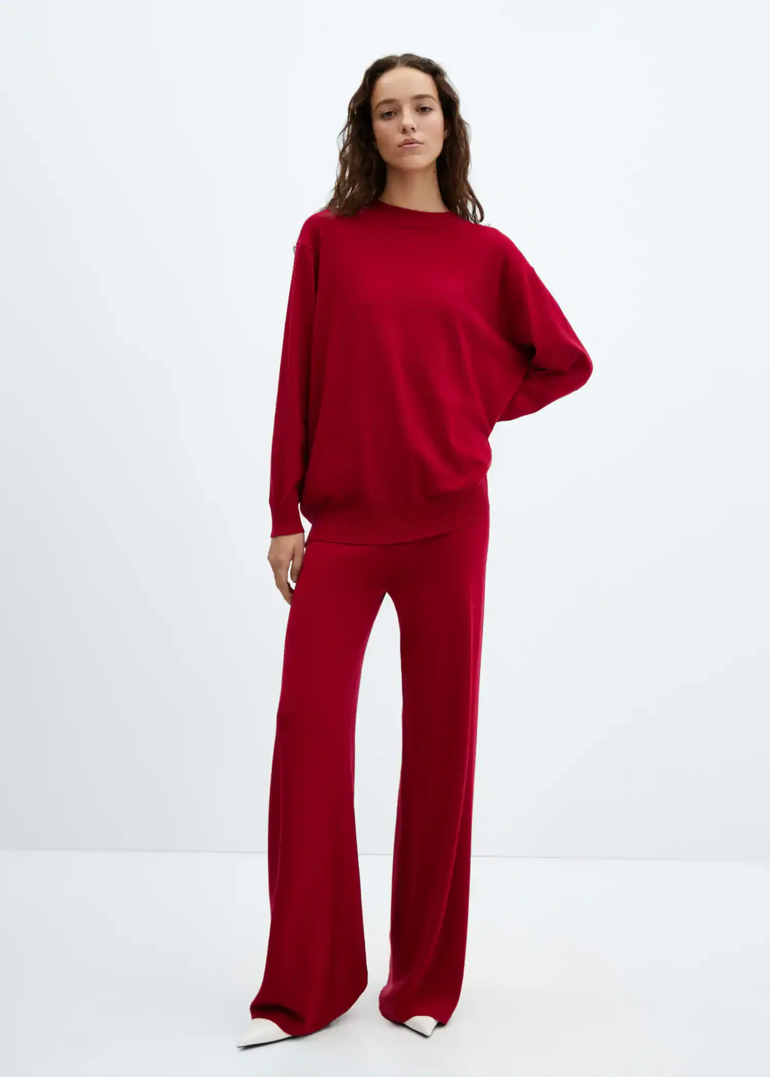 Mango Knitted wideleg trousers. 1