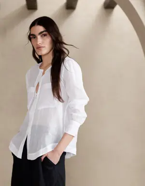 Ramie Utility Shirt white