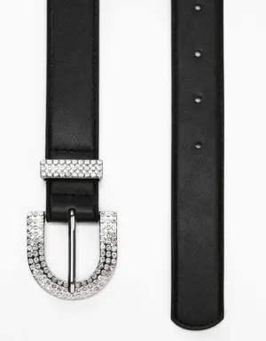 Faceted crystal buckle belt