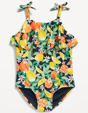 Matching Patterned Ruffle-Trim One-Piece Swimsuit for Toddler & Baby multi