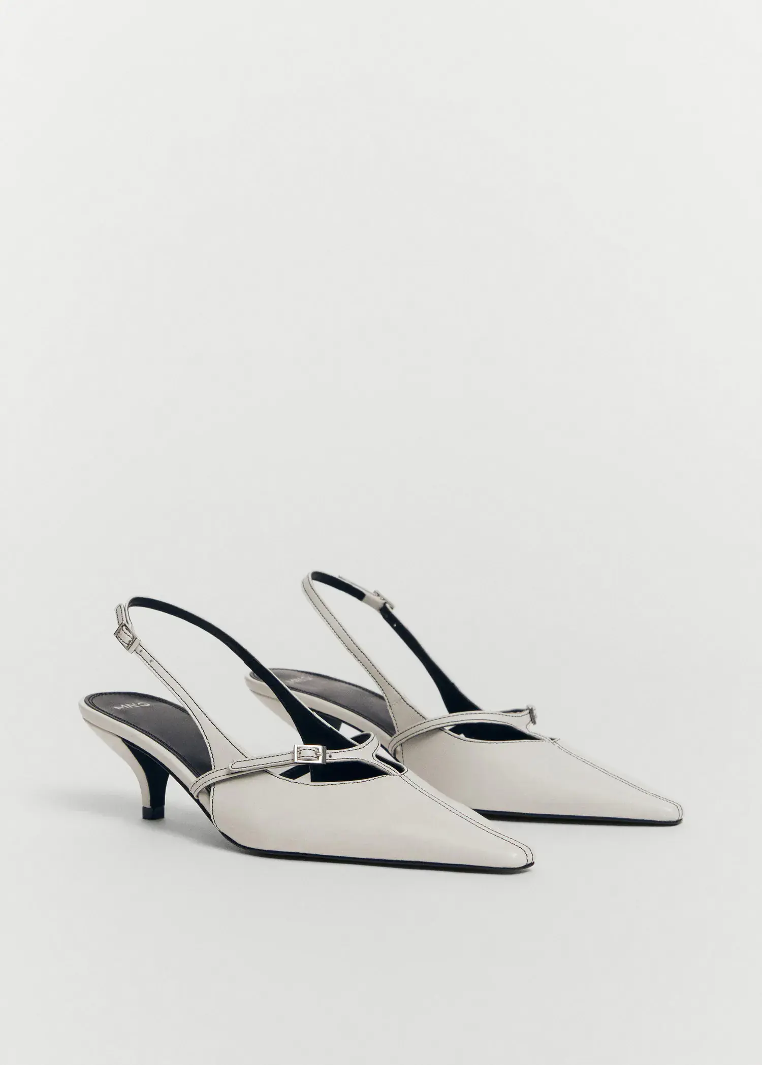 Mango Leather heeled slingback shoes with buckles. 2