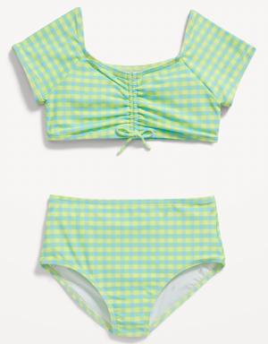 Patterned Ruched Bikini Swim Set for Girls multi
