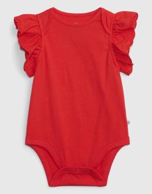 Baby Organic Cotton Mix and Match Flutter Bodysuit red
