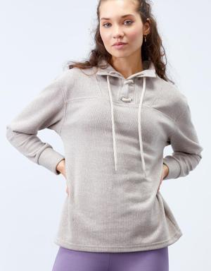 Tommy Life Koyu Bej Bağcıklı Dik Yaka Selanik Triko Kadın Oversize Sweatshirt - 97198. 3 Tommy Life Koyu Bej Bağcıklı Dik Yaka Selanik Triko Kadın Oversize Sweatshirt - 97198. 3