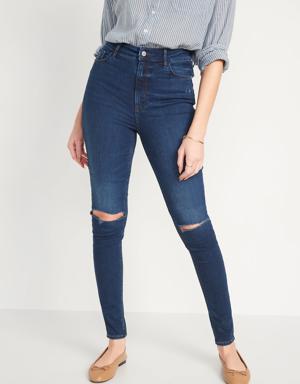 FitsYou 3-Sizes-in-1 Extra High-Waisted Rockstar Super-Skinny Ripped Jeans blue