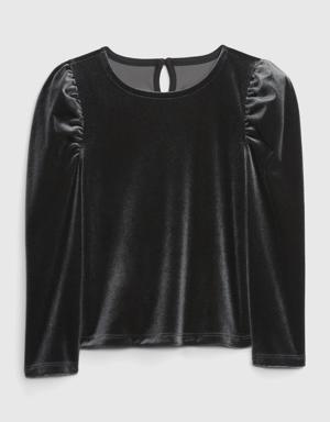 Gap Toddler Puff Sleeve Velvet Top black