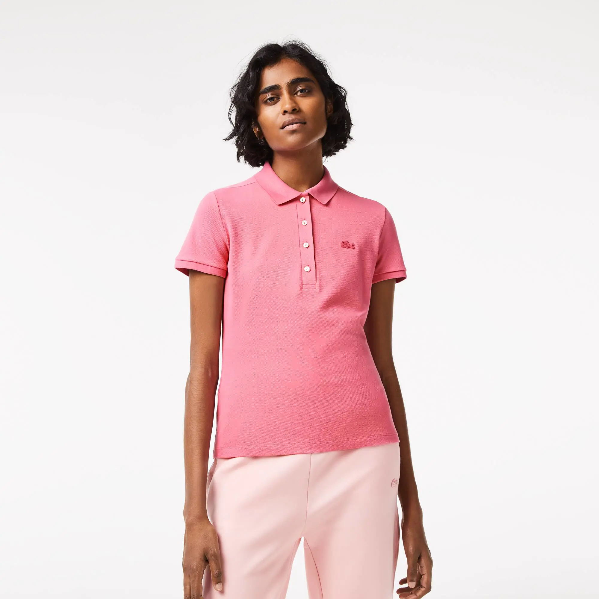 Lacoste Women's Slim Fit Stretch Cotton Piqué Polo. 1 Lacoste Women's Slim Fit Stretch Cotton Piqué Polo. 1