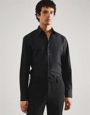 Mango Slim fit stretch cotton suit shirt