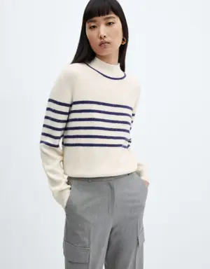 Stripe-print sweater with Perkins neck