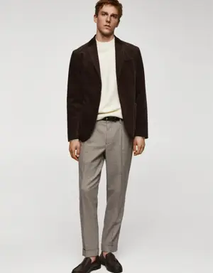 Micro-houndstooth wool-blend slim-fit trousers