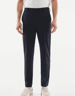 Textured slim fit suit trousers