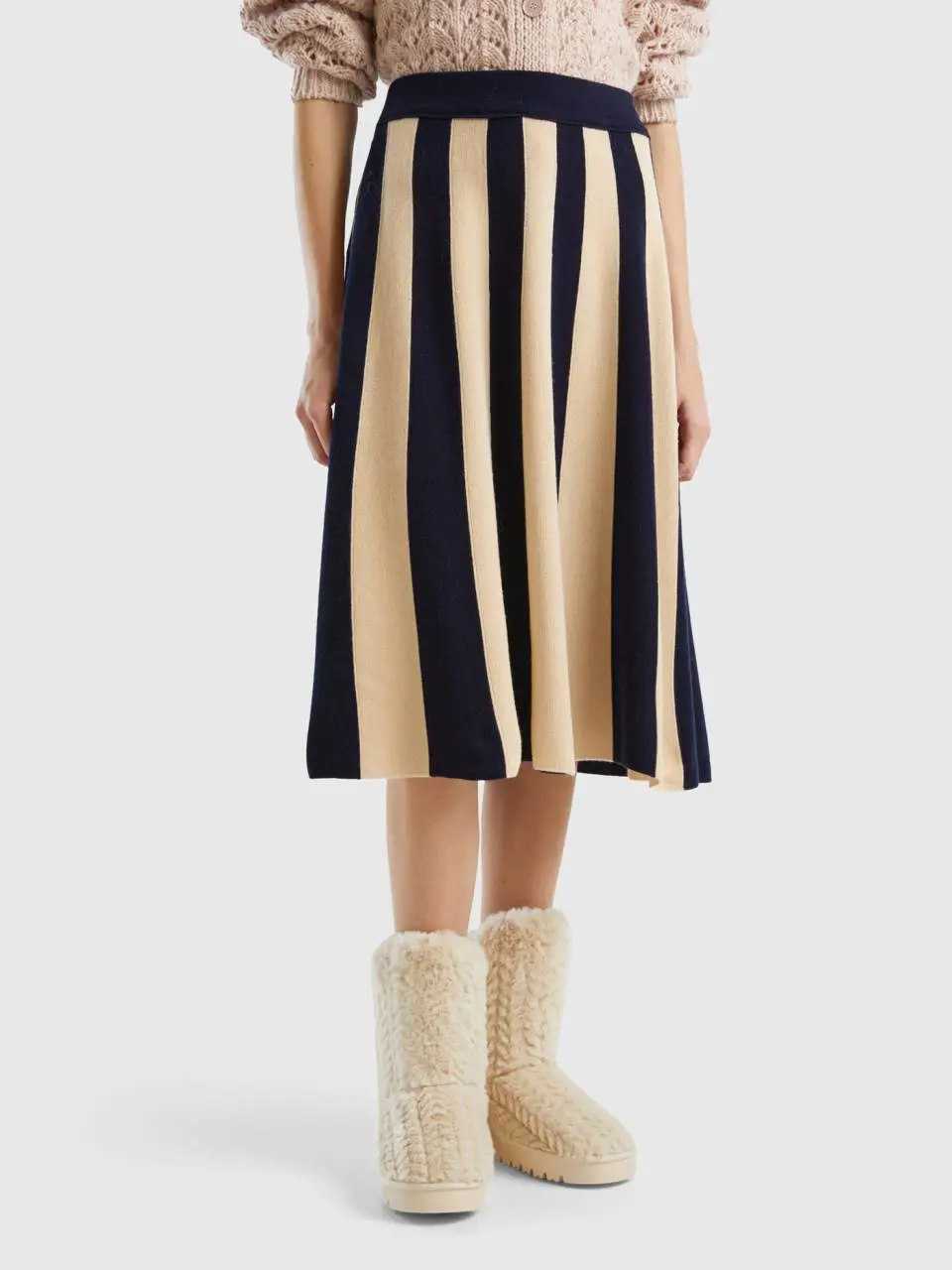 Benetton midi skirt with vertical stripes. 1