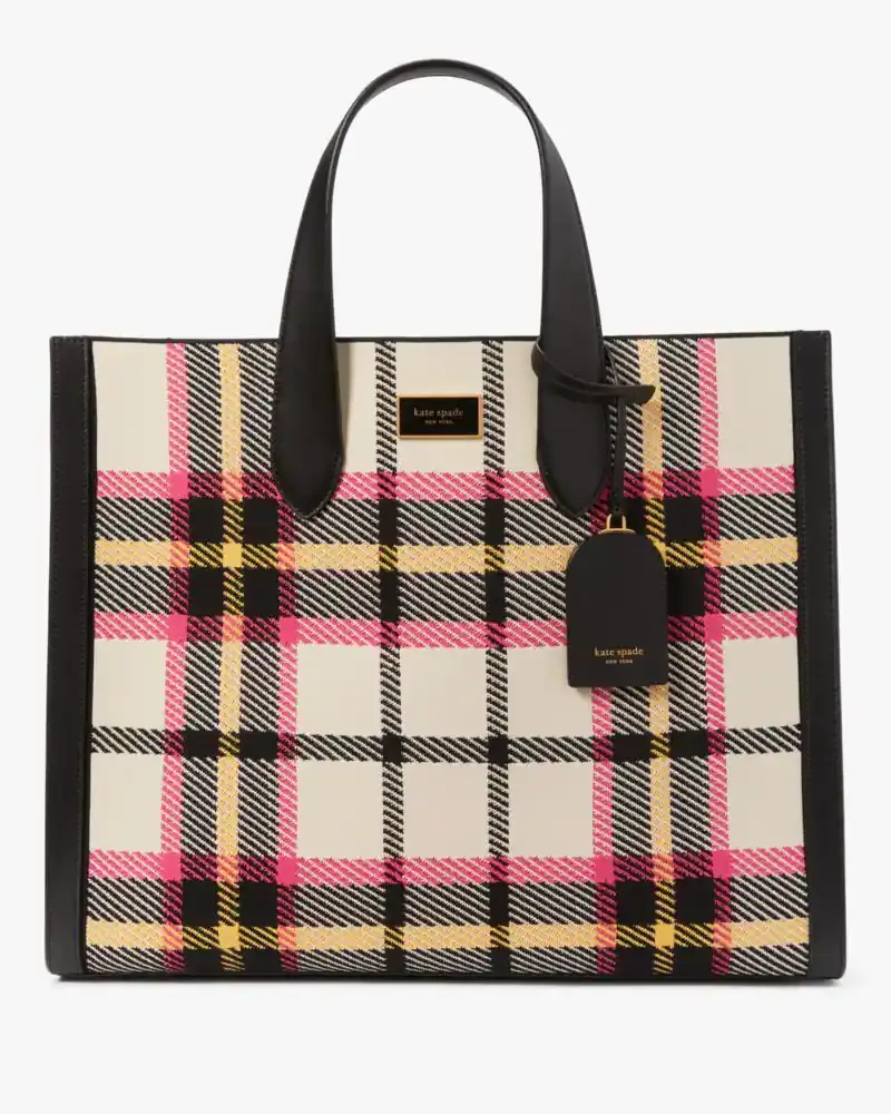 Kate Spade Manhattan Museum Plaid Jacquard Large Tote. 1