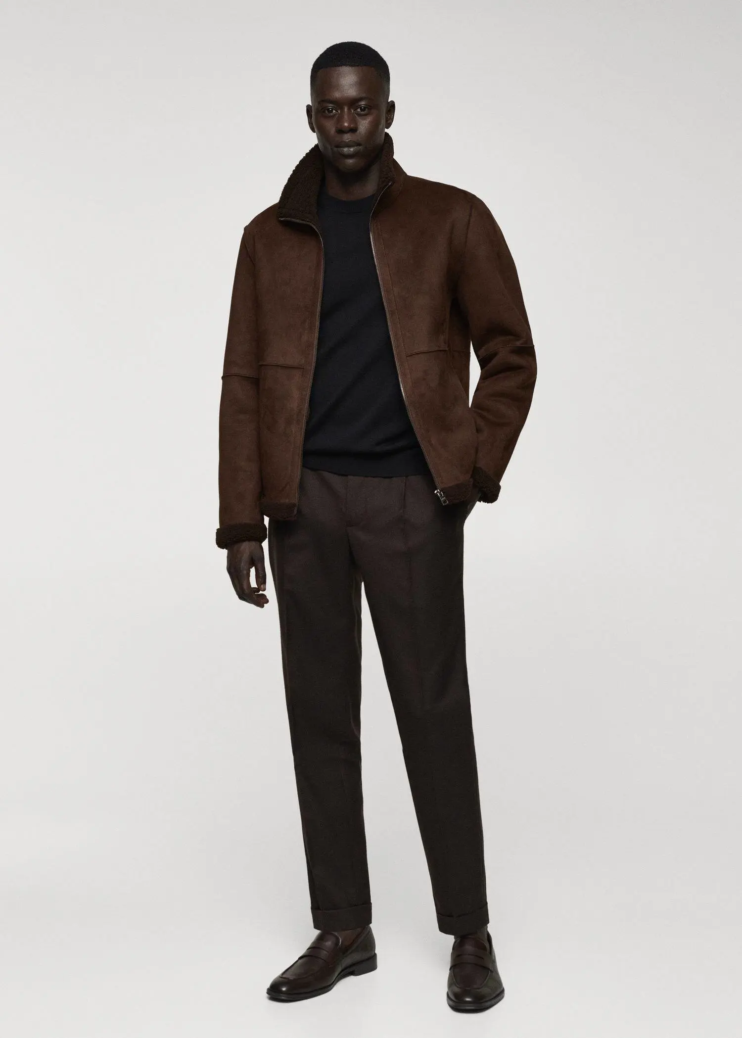 Mango Shearling-lined leather-effect jacket. 2