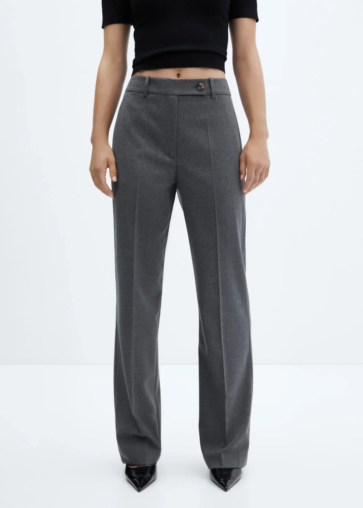 Mango Straight trousers with side button. 1