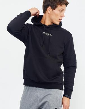 Siyah Kuru Kafa Sırt Baskılı Kapüşonlu Rahat Form Erkek Sweatshirt - 88008