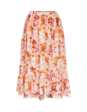 Tie Dye Frill Midi Skirt