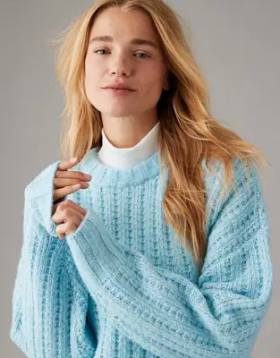 American Eagle Whoa So Cozy Waffle Sweater. 1