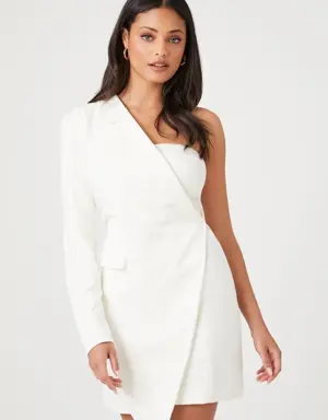 Forever 21 One Shoulder Blazer Mini Dress White
