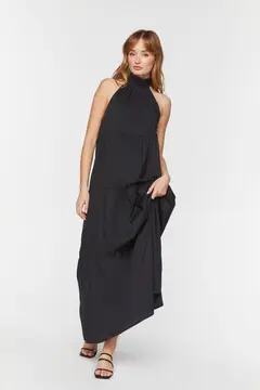 Forever 21 Forever 21 Tiered Halter Maxi Dress Black. 2