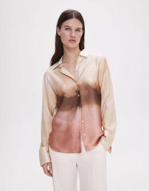 Chemise satin effet tie and dye