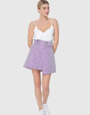Asymmetrical Cut Quilted Lilac Skirt