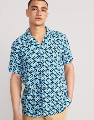 Short-Sleeve Printed Camp Shirt for Men blue