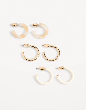 Gold-Plated Open Hoop Earrings Variety 3-Pack for Women gold