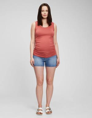 Maternity Inset Panel 4" Denim Shorts blue